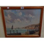 Frank Selman: a framed oil on board, depicting a view of the South Devon Coast - sold with an