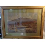 William Henry Dyer: a gilt framed watercolour, depicting a view of Bellever Tor, Dartmoor - signed