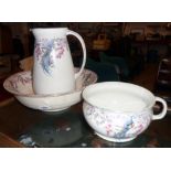 A 20th Century toilet jug, basin and chamber pot - various condition