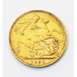 An 1893 gold Sovereign