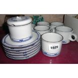 A Hornsea Pottery Danube pattern part tea set comprising six cups and saucers and sugar bowl