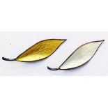 Two David Anderson marked 925/Sterling leaf pattern brooches in yellow and white enamelled finish