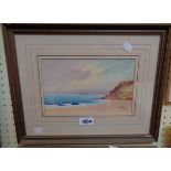 Herbert William Hicks: a gilt framed gouache, depicting a view of the coast near Weymouth - signed -