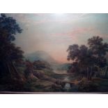 Attributed to John Glover: a gilt framed watercolour classical English landscape - 20 1/4" X 30 1/