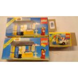 Two 1983 Lego Classic Town Burger Stand 6683 sets and an Ice Cream Cart 6601 - all boxed and