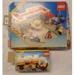 A 1983 boxed Lego Classic Town Service Station 6371 with instructions (box misshapen, missing four