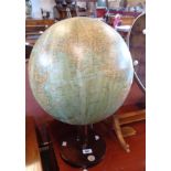 A 1930's - 1940's Dutch Prof. A. Krause globe, set on a polished wood base with inset compass
