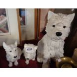 Two painted metal West Highland Terriers - sold with a resin similar