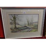 Arnold Dransfield: A framed watercolour, entitled "The Old Cart Track" - signed and bearing artist's