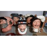 Five small Royal Doulton character jugs