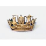 A 9ct. gold Royal Navy Coronet pattern brooch