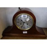 A 20th Century walnut cased Napoleon hat mantel clock with eight day gong striking movement