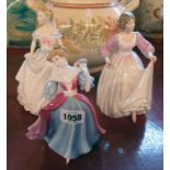 Three Royal Doulton figures; Claire HN 3646, Ashley HN 3420 and Pretty Ladies Amy