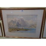 Philip Mitchell RI, NWCS: a gilt framed watercolour, depicting a view of Lake Lucerne - signed and