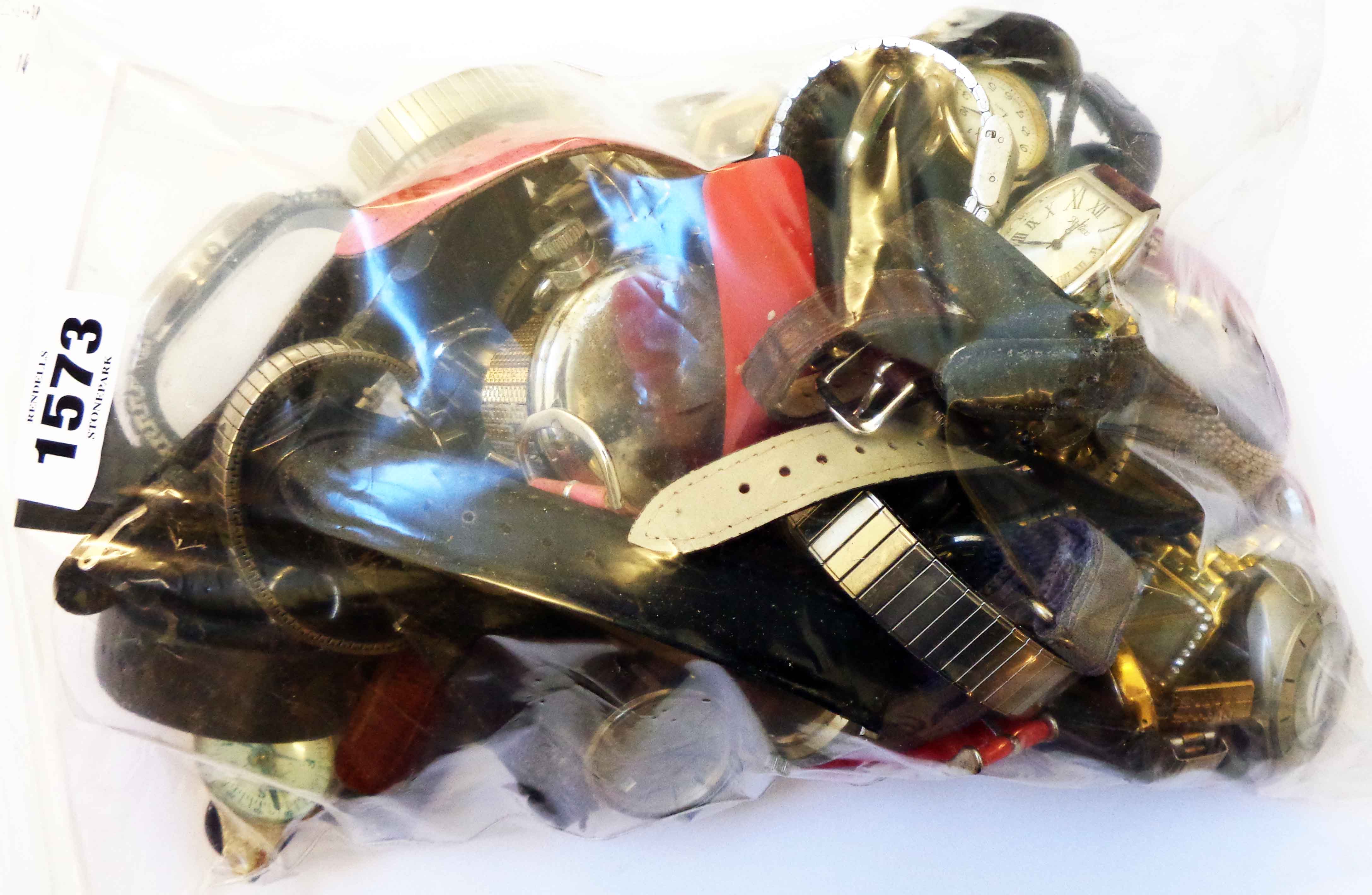 A bag containing a quantity of assorted quartz wristwatches