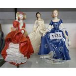 Three Royal Doulton figures; Pretty Ladies Top o' the Hill, Hilary and Spring Morning HN 3725