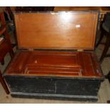 A 34 1/2" Victorian cabinet maker's tool chest with mahogany tray and compartment fitted interior