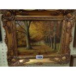 Jack Strickland: a gilt framed oil on board, entitled "Autumn - Grovely Woods - Wilton - Near