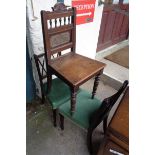 A pair of lattice back dining chairs - sold with an Edwardian hall chair - all a/f