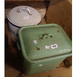 Two enamel bread bins