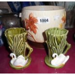 A small pair of SylvaC vases and SylvaC cachepot