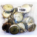 A bag containing various pocket watches including Ingersoll, H. Samuel with Russell's patent,