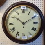 A mahogany cased dial wall timepiece with 10" convex dial and single fusee movement