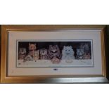 Louis Wain: a gilt framed modern coloured print, entitled "What We Are About To Receive" - sold with