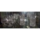 A set of six cut glass tumblers and six Brandy balloons