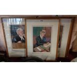 Sallon: seven matching framed coloured prints, depicting various legal characters of the day