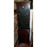 A 20" 19th Century mahogany glazed book cabinet, set on cupboard base with bracket feet