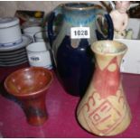 Two pieces of continental art pottery comprising a Burgel two handled vase and another - sold with a