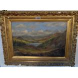 M. G. Hill: an ornate framed oil on canvas landscape of Drumore Loch, signed and titled to back of