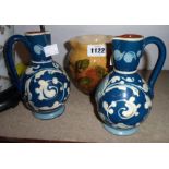 A pair of Aller Vale jugs and a vase