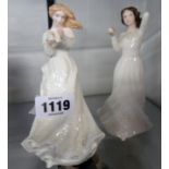 Two Royal Doulton figures; Sentiments Thank You HN 3390 and Sentiments With Love HN 3393