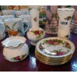 Eight pieces of Royal Albert Old Country Roses pattern ware