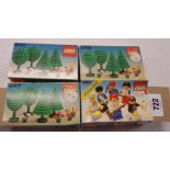 Three 1980 Lego Trees and Flowers 6305 sets and a Mini-Figure Set 6302 - all boxed and complete