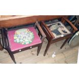 Two early 20th Century locker piano stools - one a/f