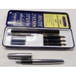 A Parker Sonnett fountain pen - sold with a cased Boldmere part calligraphy set