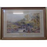 William Widgery: a gilt framed watercolour, depicting an extensive view of the River Lyd, Dartmoor -