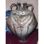 A large two handled Studio pottery vase