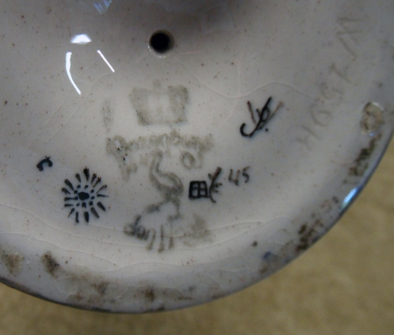 An early 20th Century Rozenburg den Haag candlestick with 1902 date mark - cracked - Image 2 of 2