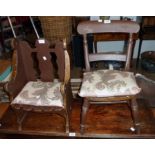An antique painted wood child's Windsor chair, with solid elm seat and turned supports - sold with a