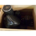 A Praktica BX20 camera with Prakticar 3.5-4.5/35-70 lens, vintage Pentacon 2.8/135 and 4/200