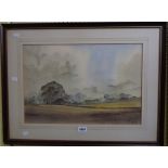 Kenneth Stanley Tadd: a framed watercolour, depicting a winter landscape with trees and fields -