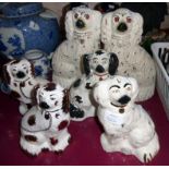 Two pairs of Staffordshire style dogs - sold with a similar mismatched pair