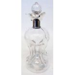 A silver multi-spout topped dimple decanter - London 1906 - glass cracked