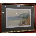 Abraham Hulk: a framed watercolour with applied label, entitled "On the Fal, Cornwall" - signed