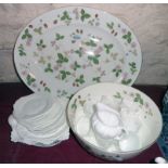 A Wedgwood Wild Strawberry pattern platter and bowl - sold with a Shelley part coffee set, etc.