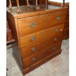 A 3' 1" 19th Century mahogany secretaire chest with fitted writing drawer and three long graduated